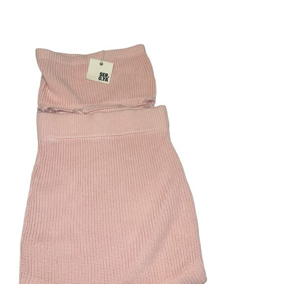 SER.O.YA Lola Strapless Distressed Sweater Mini Dress in Cintz Rose M NWT - Picture 9 of 9